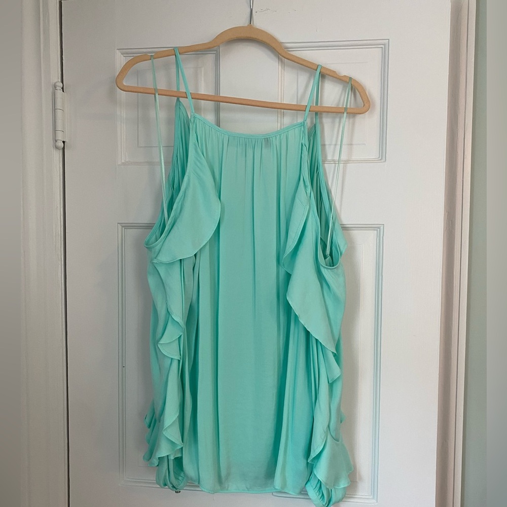 Jennifer Lopez Mint Green Ruffle Top - Picture 2 of 4